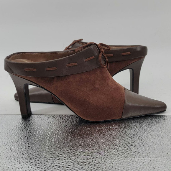 Bellini Thora Brown Leather Heeled Mules 7.5 New - Picture 10 of 11
